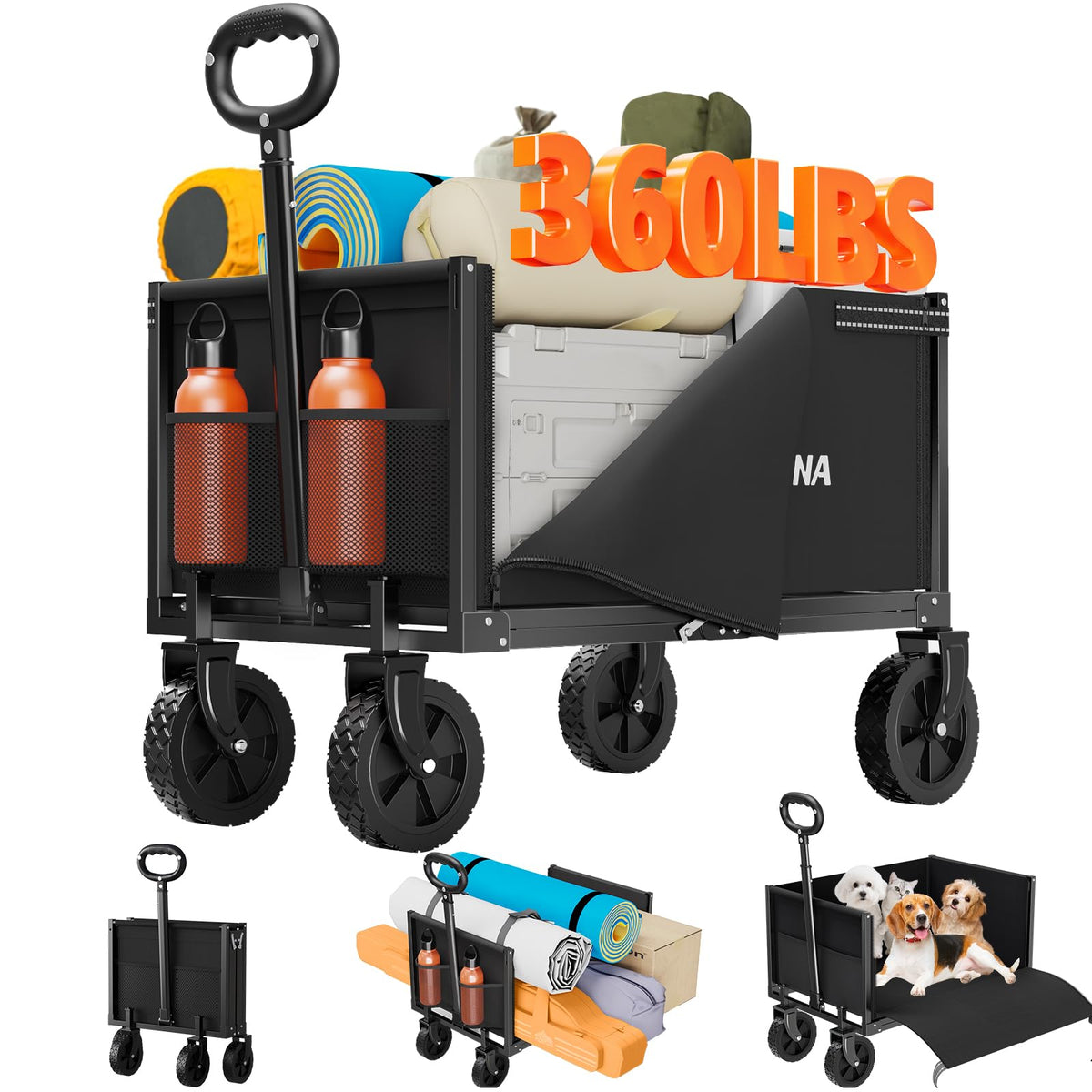 3 in 1 Foldable Wagon Cart with Sturdy Wheels Y9983