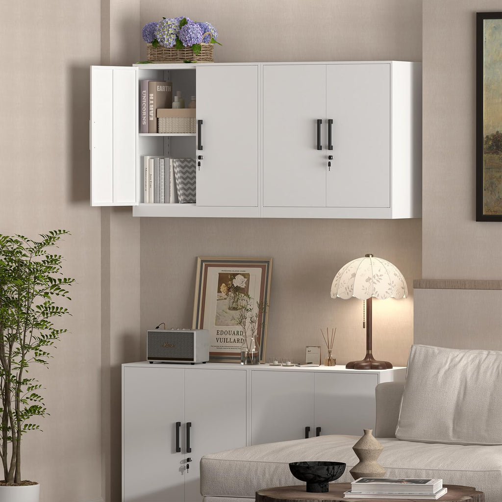 White Metal Wall Cabinet with Adjustable Shelf A13759