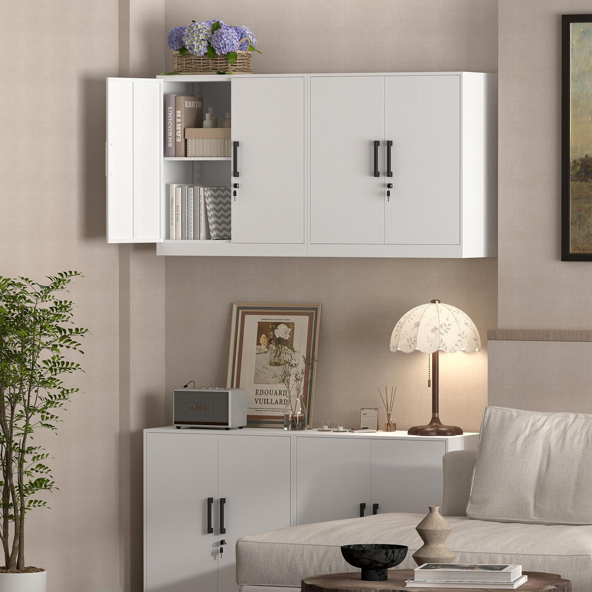 White Metal Wall Cabinet with Adjustable Shelf A13759
