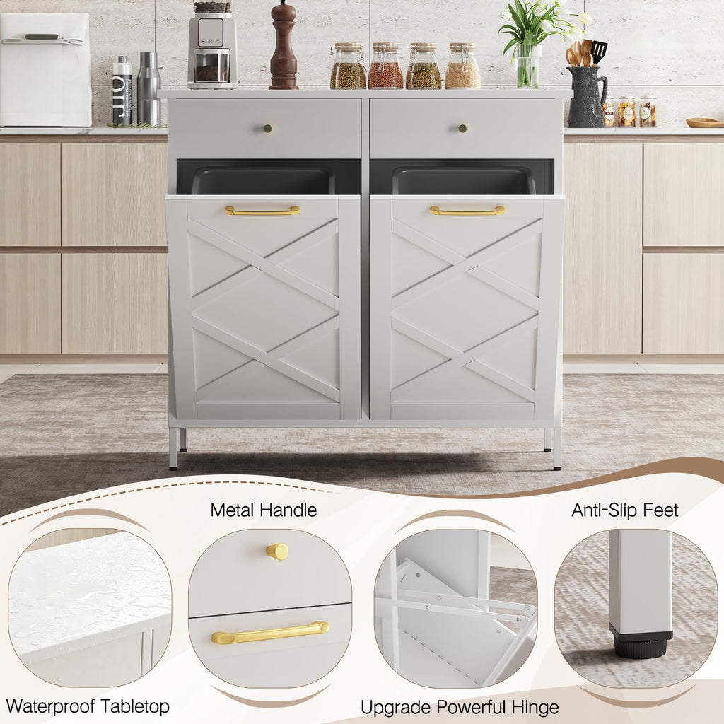 10 Gallon Metal Double Tilt Out Trash Can Cabinet G500