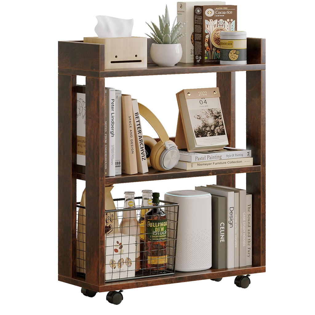 3-Tier Small Bookshelf with Wheels B22521