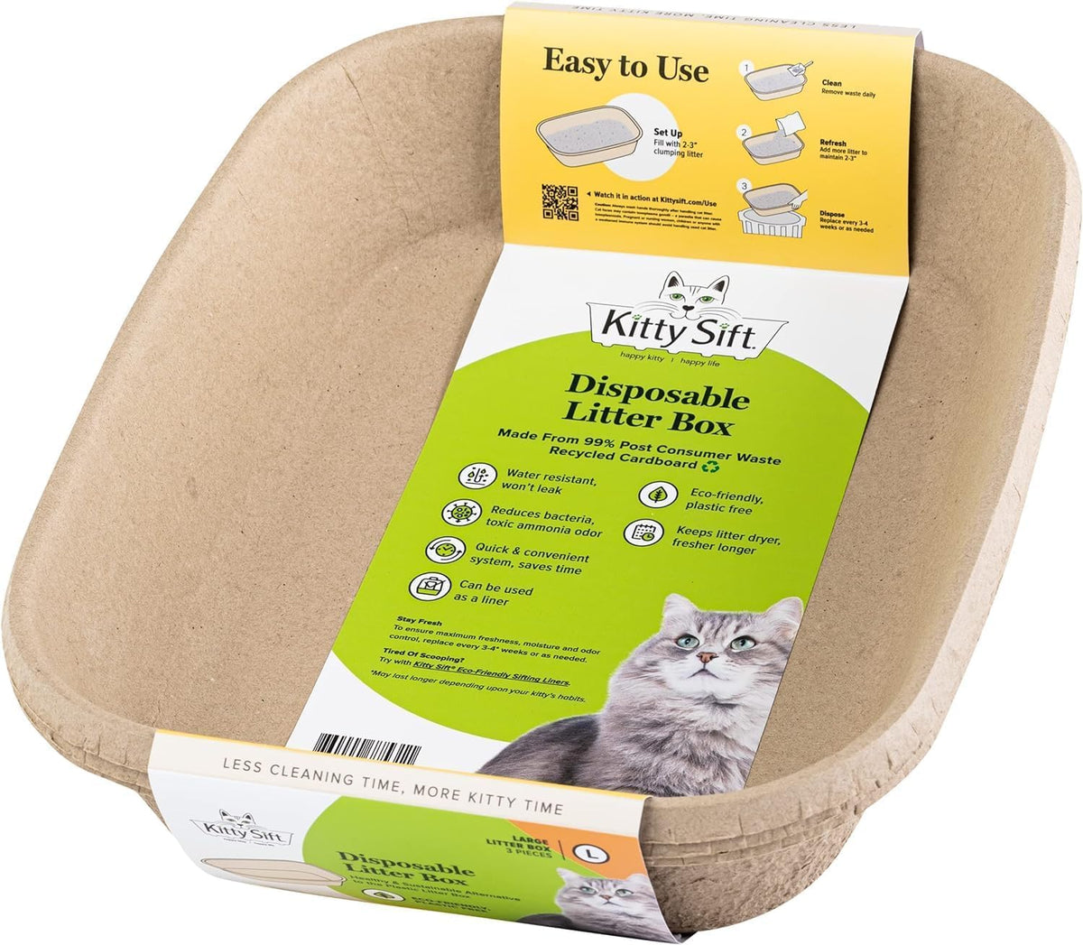 Large Disposable Cat Litter Box + Disposable Litter Scooper K131923
