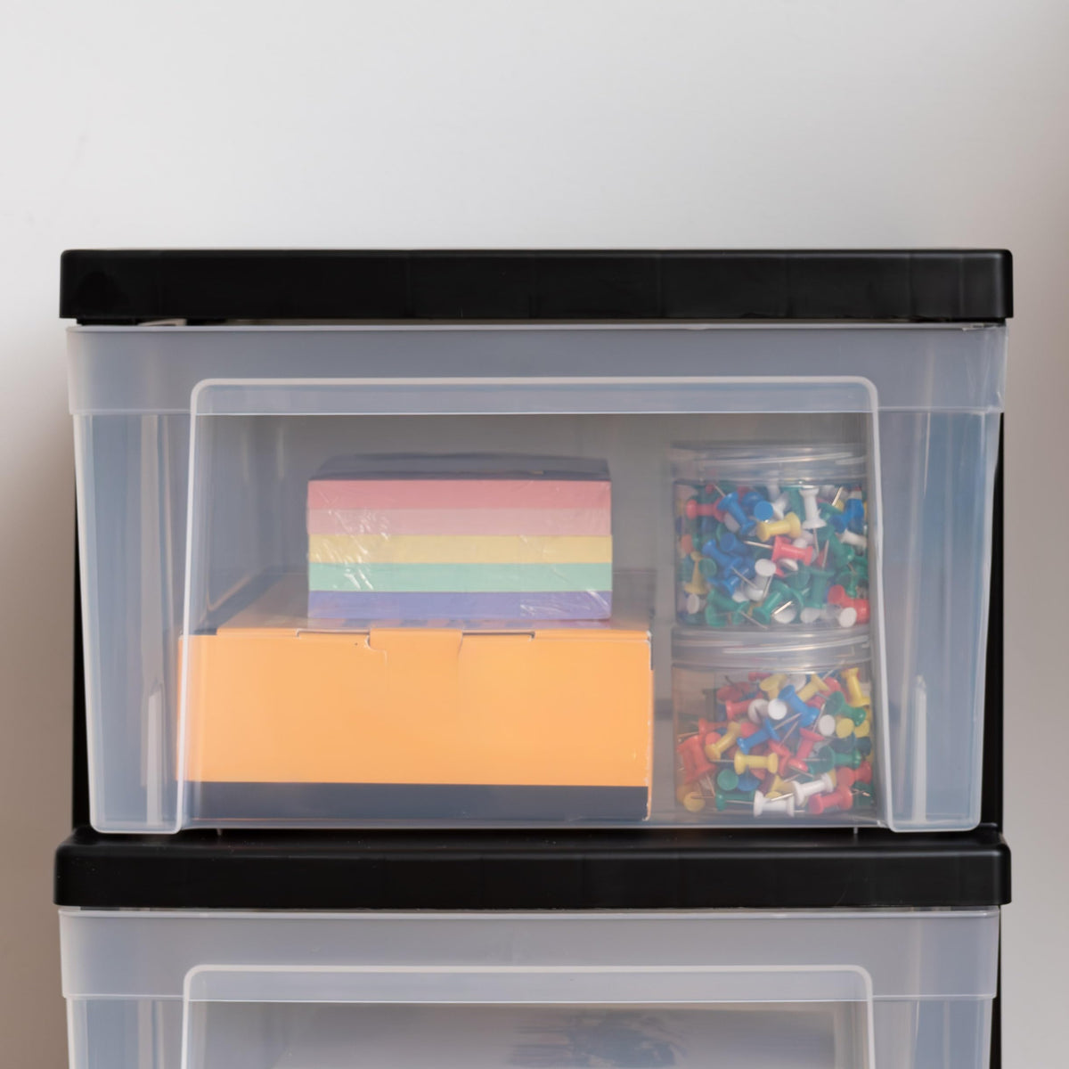 3 Drawer Slim Narrow Storage Organizer, 2-Pack, Black/Clear S837875