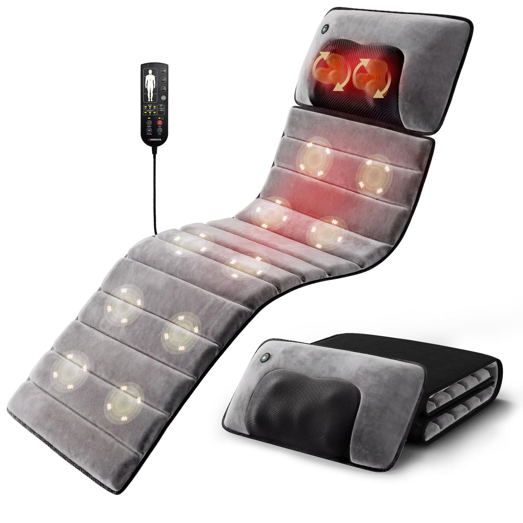 Grey Foldable Heated Full Body Massage Mat with 3D Neck Massager G5415