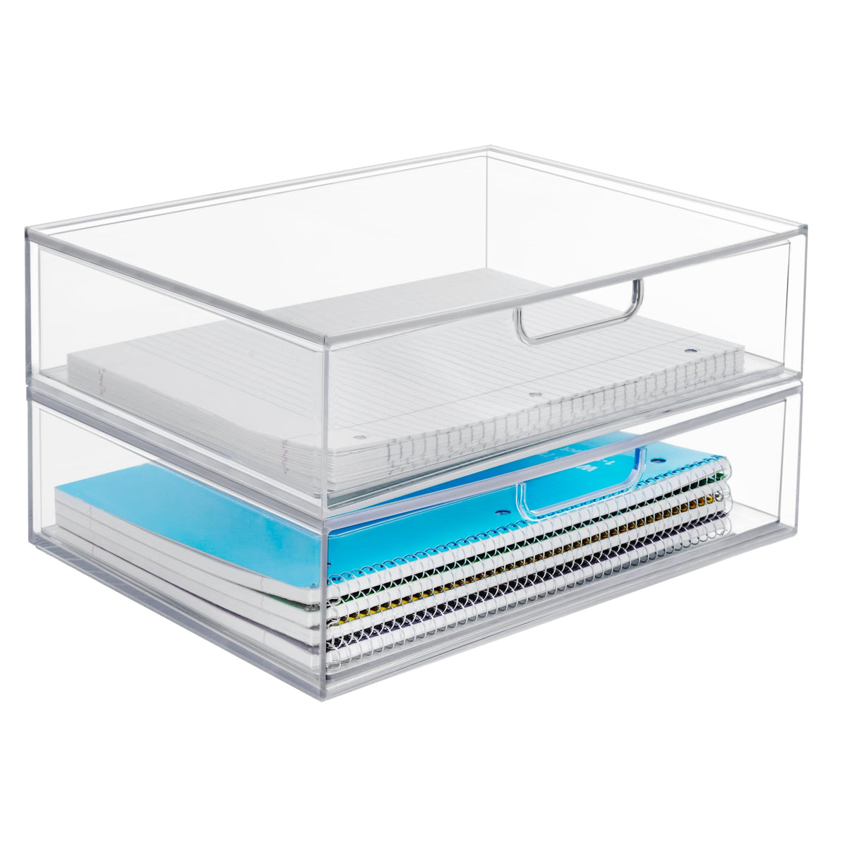 Clear Plastic Stackable Organizer Drawers Set of 2 M5951
