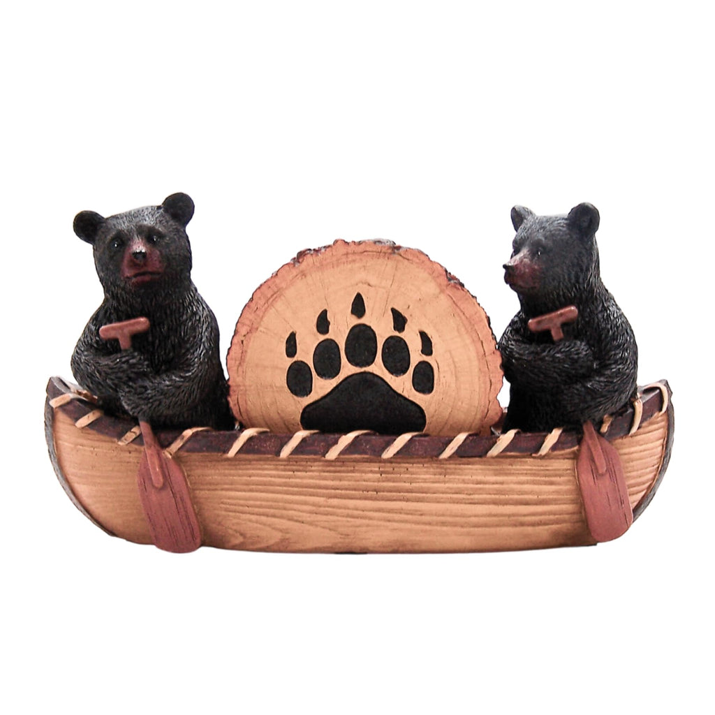 Set of 4 Rustic Bear Canoe Coasters L626