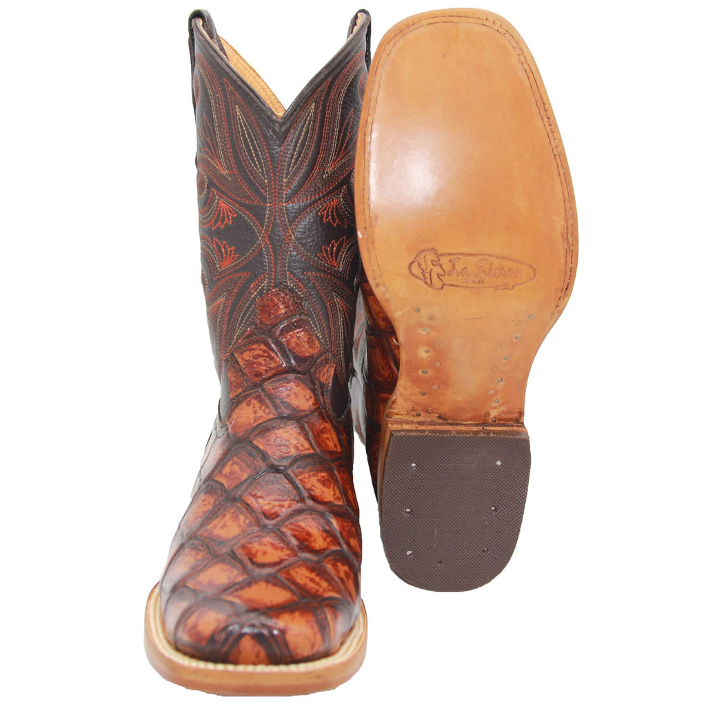 Leather Pirarucu Fish Print Western Boots Y97134