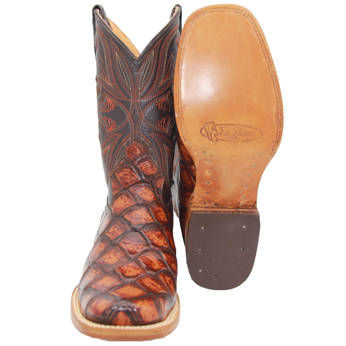 Leather Pirarucu Fish Print Western Boots Y97134