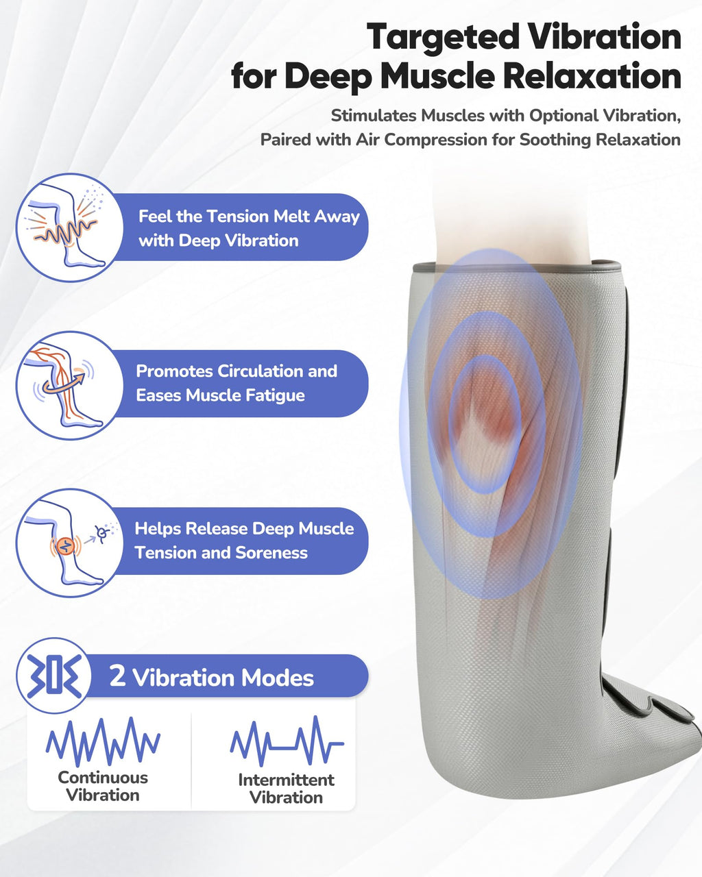 Air Compression Leg Massager with Heat, Foot and Calf Massager, 9 Intensity, 4 Modes, 3 Heating M159