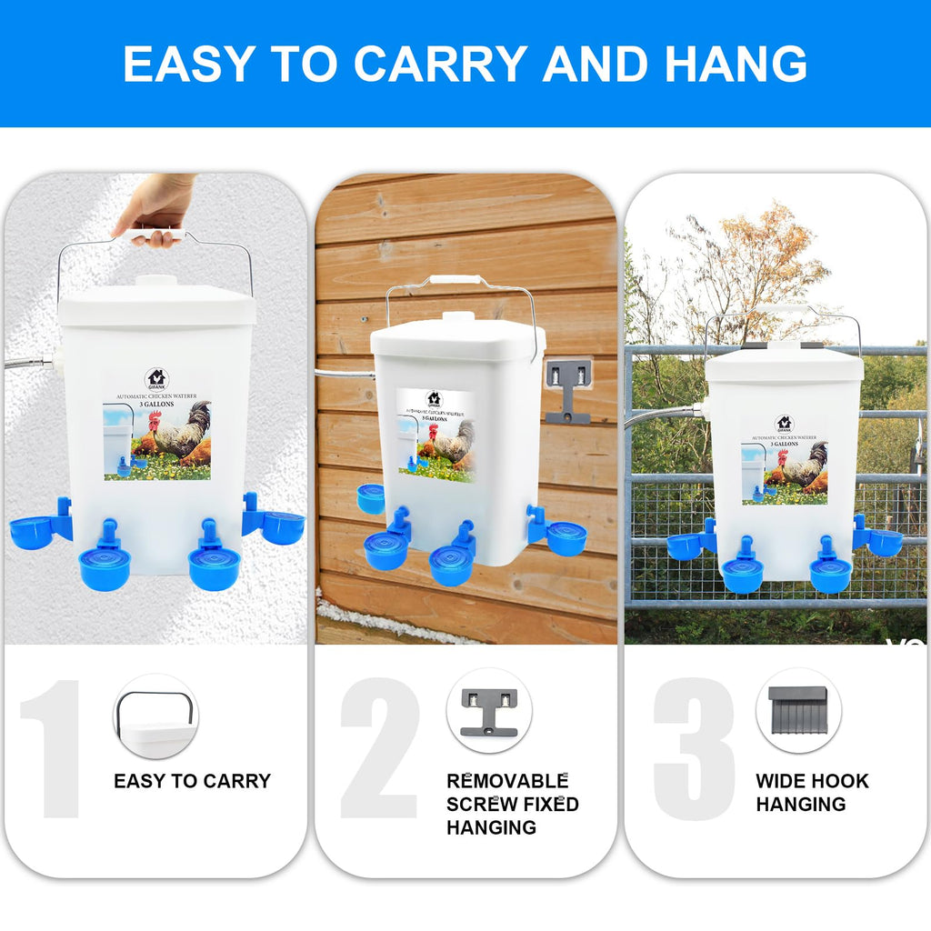 3 Gallons Automatic Poultry Waterer with Hose Attachment R255