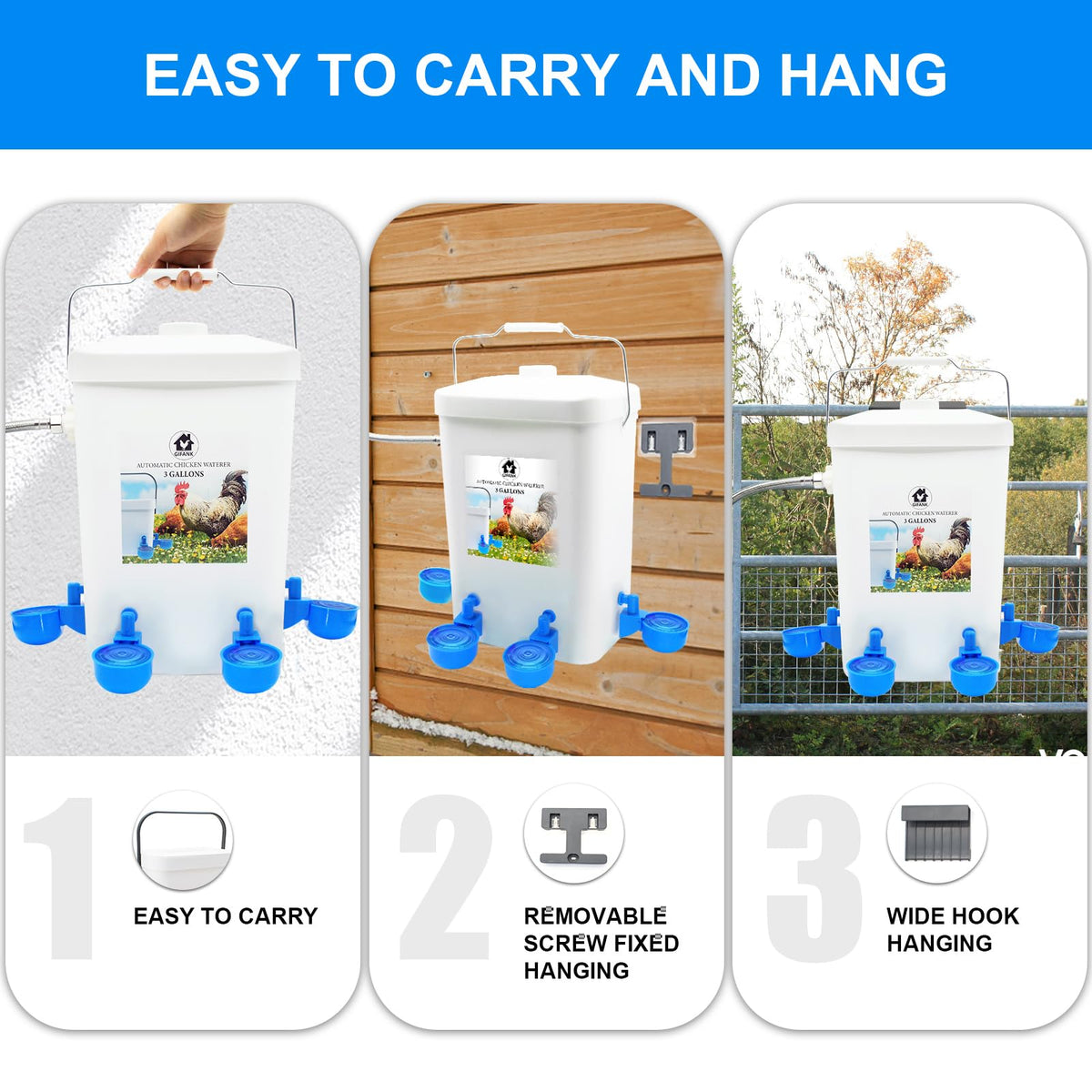 3 Gallons Automatic Poultry Waterer with Hose Attachment R255