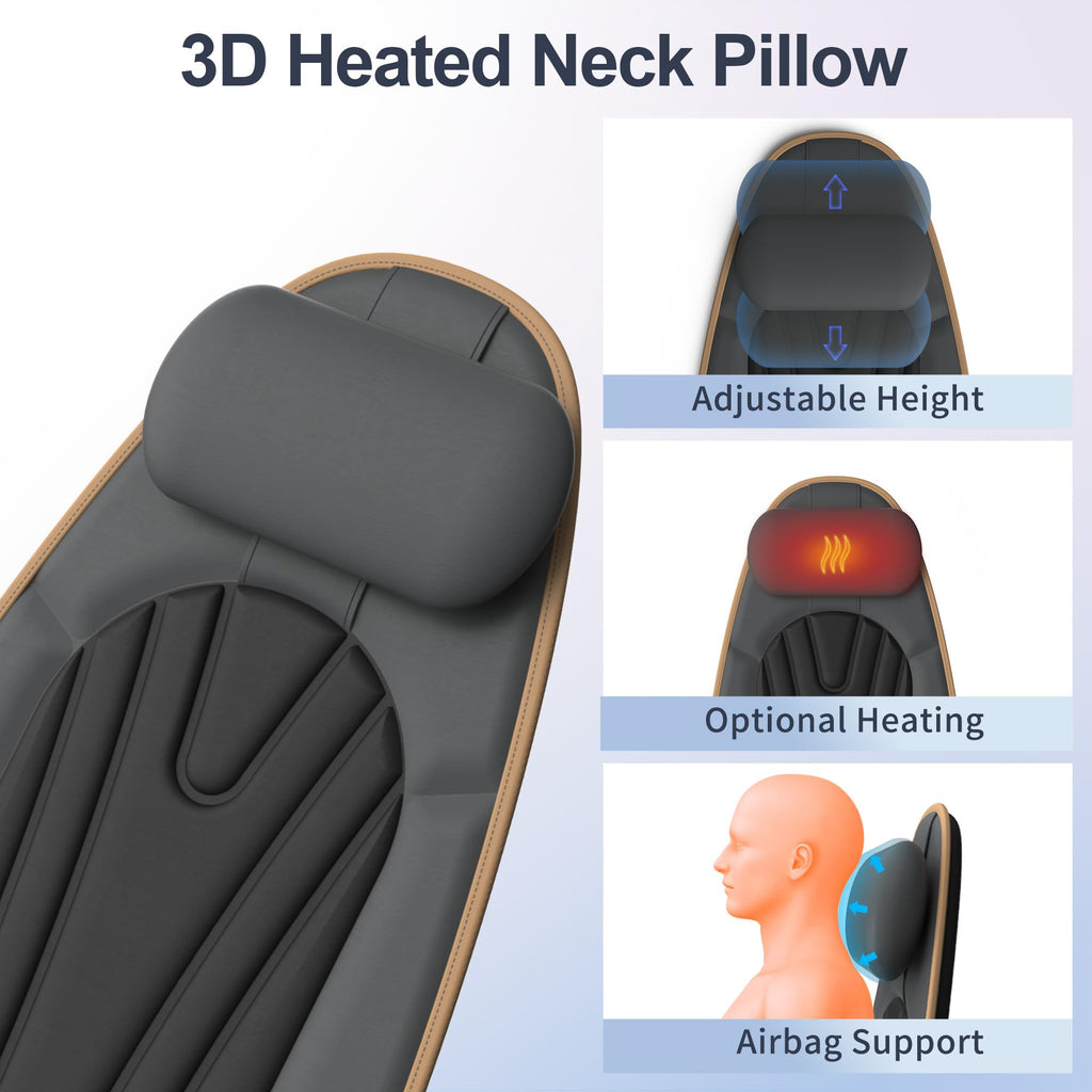Vibration Back Massager with Heat, 8 Motor Massage Seat Cushion C3290