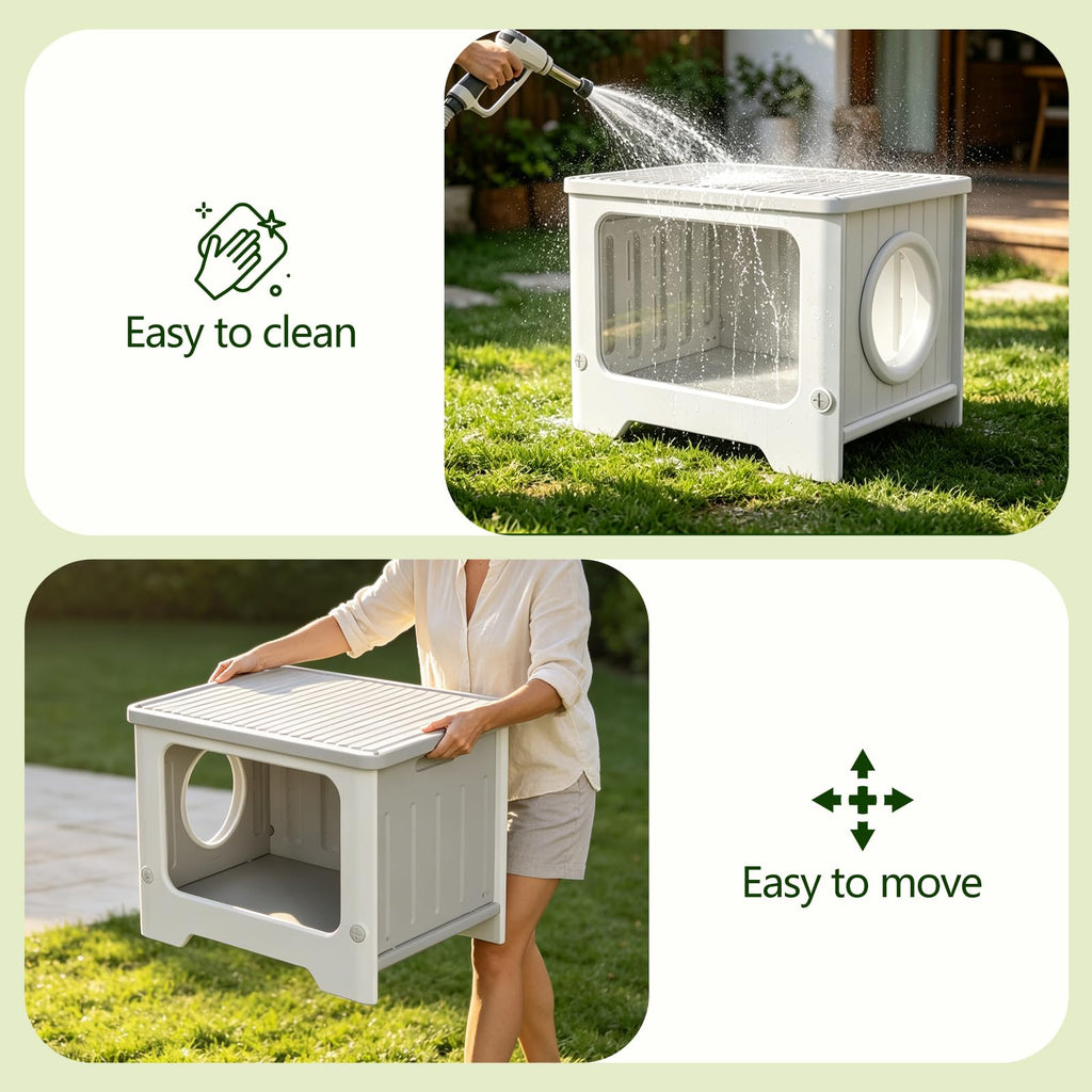 Weatherproof Stackable Outdoor Cat House with Clear Window J828