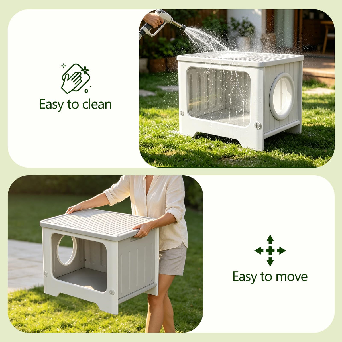 Weatherproof Stackable Outdoor Cat House with Clear Window J828