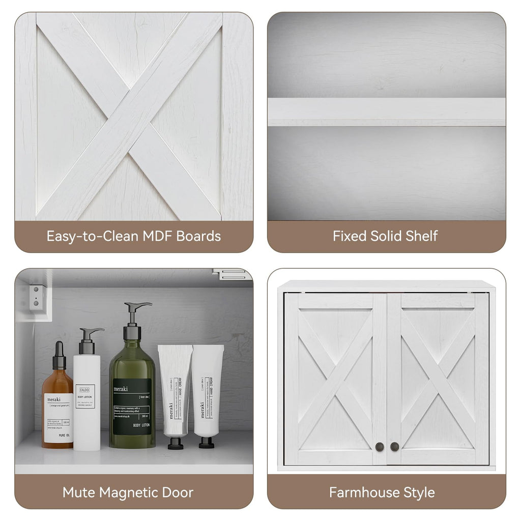 White Wall Mounted Laundry Room Cabinets W384