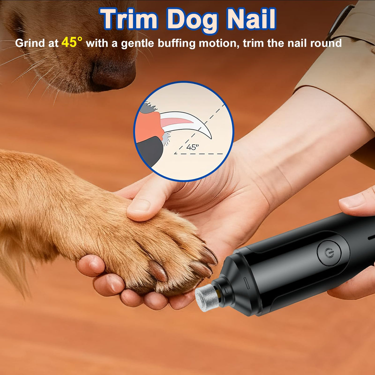 Quiet Low-Vibration Dog Nail Grinder Black X390