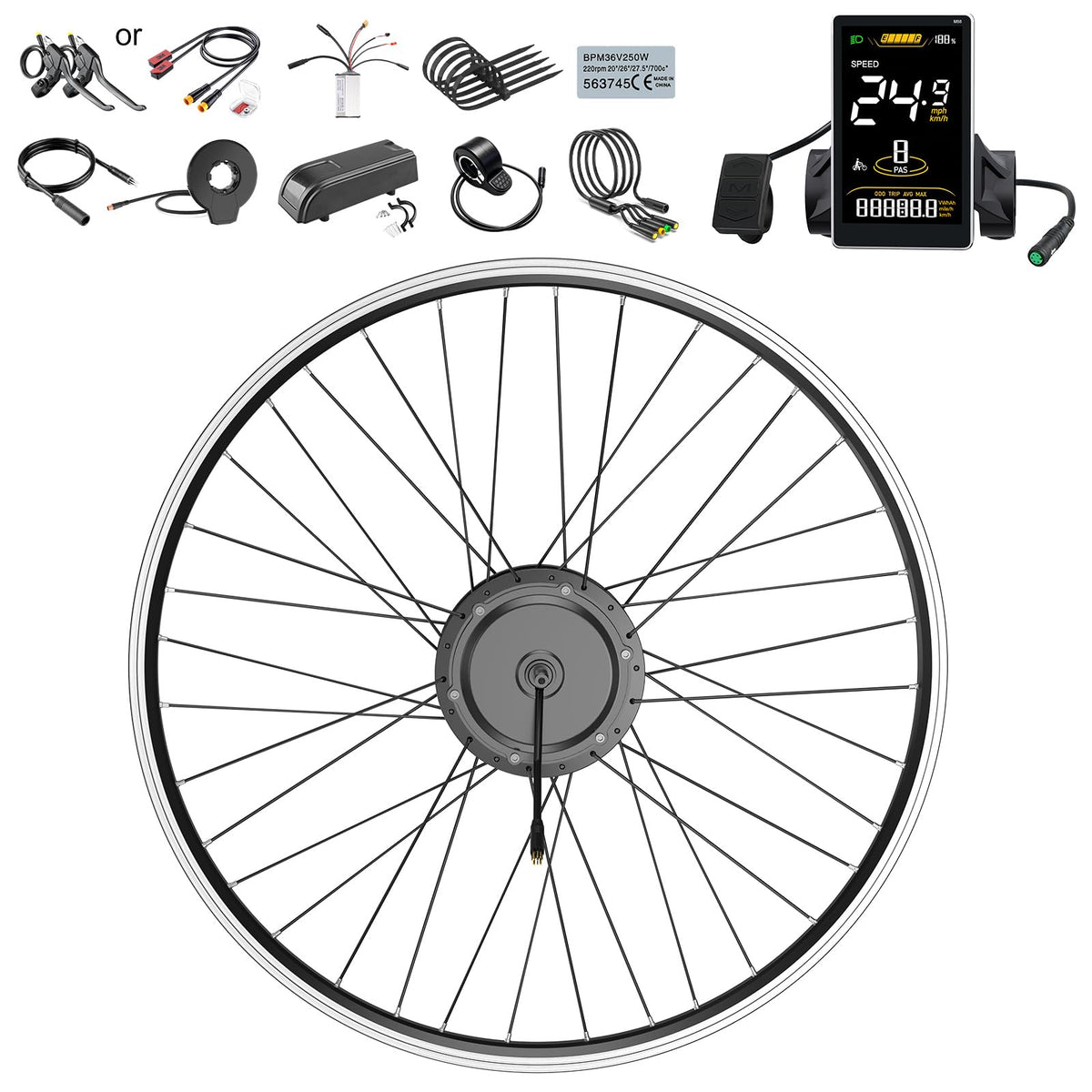 48V 500W Front Hub Motor Ebike Conversion Kit H93144