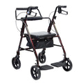 4 Wheel Rollator and Transport Wheelchair with Fold-Down Footrests, Red Frame Y77074