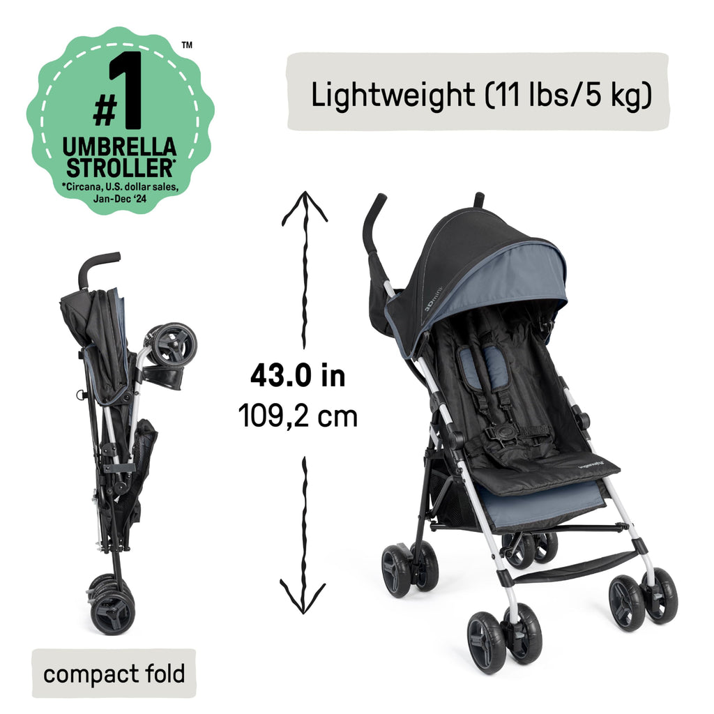 Lightweight Compact Fold Stroller with Canopy and Recline, Slate Grey J337671