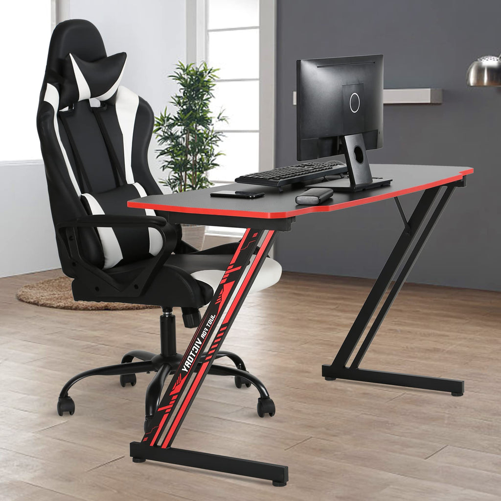47 Inch Z Shaped Gaming Desk with Headphone Hook V2861