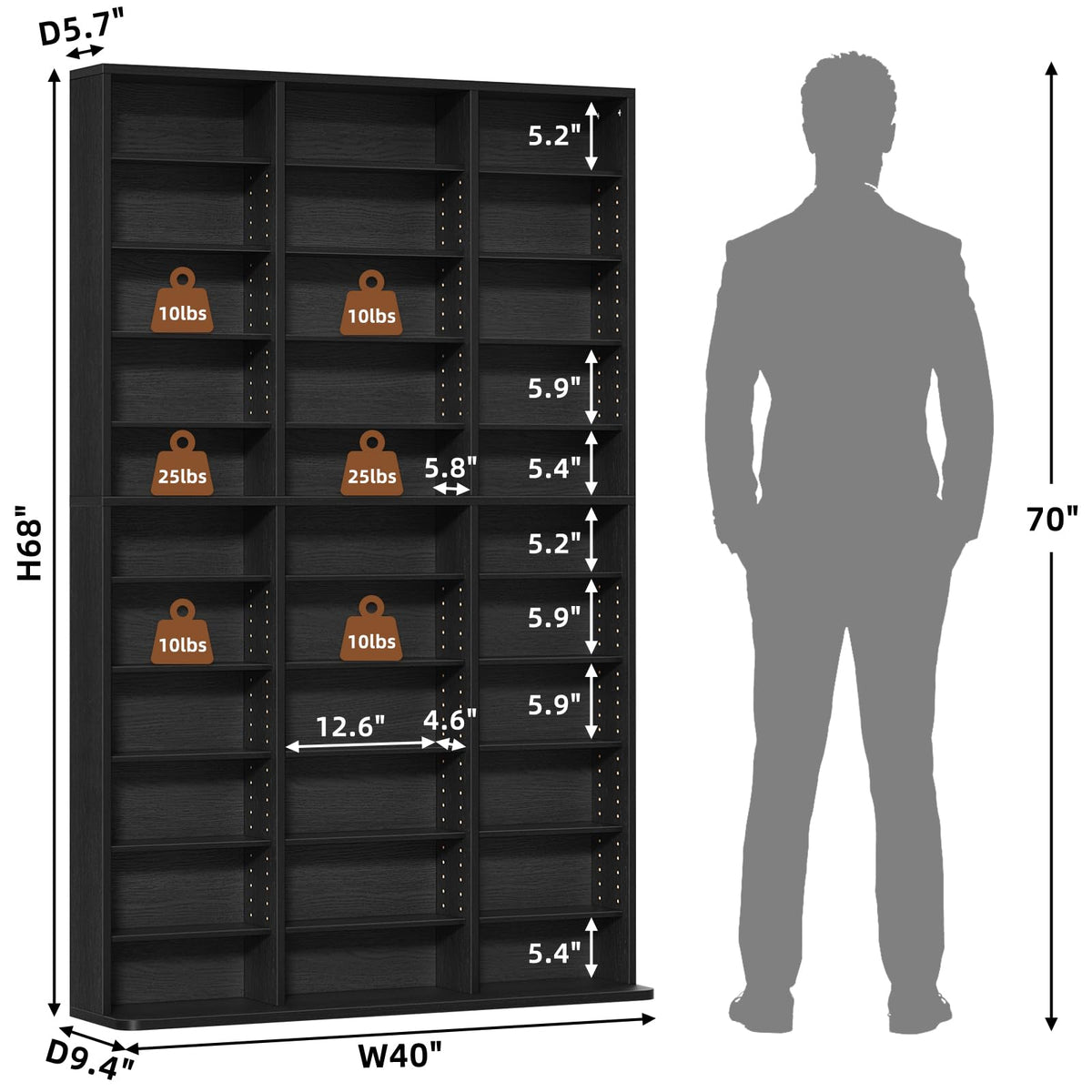 Black 11 Tier Display Cabinet W90716