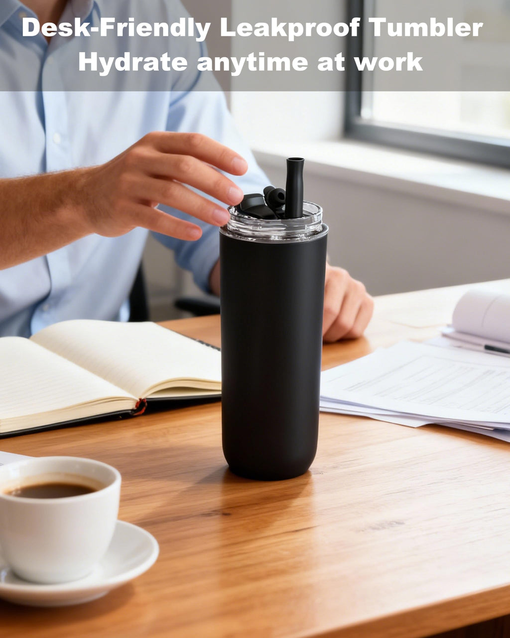 16 oz Insulated Stainless Steel Tumbler with Straw and Lid M9512