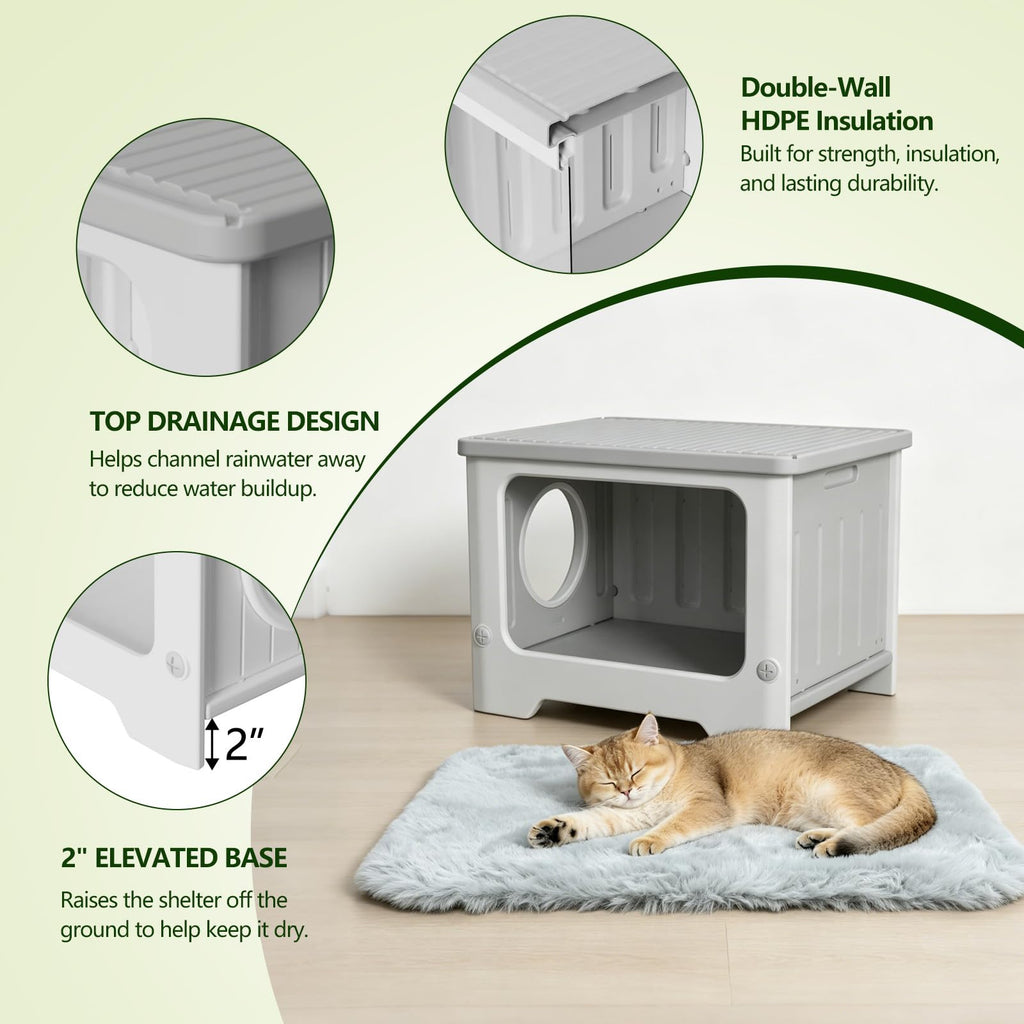 Weatherproof Stackable Outdoor Cat House with Clear Window J828