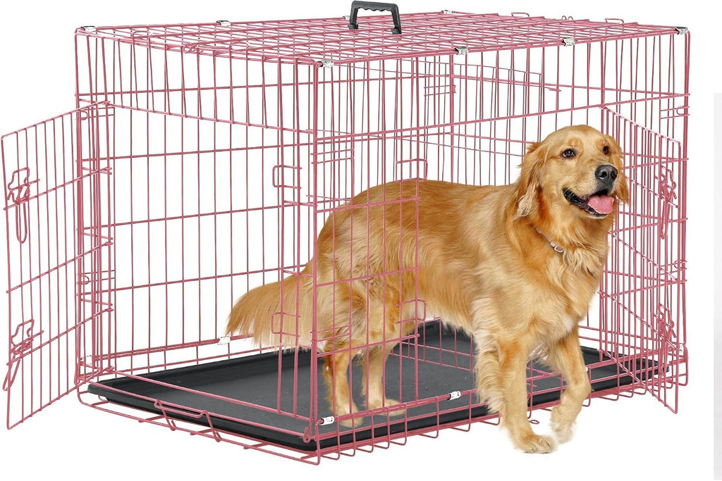 36 Inch Foldable Metal Dog Crate with Double Doors C2765