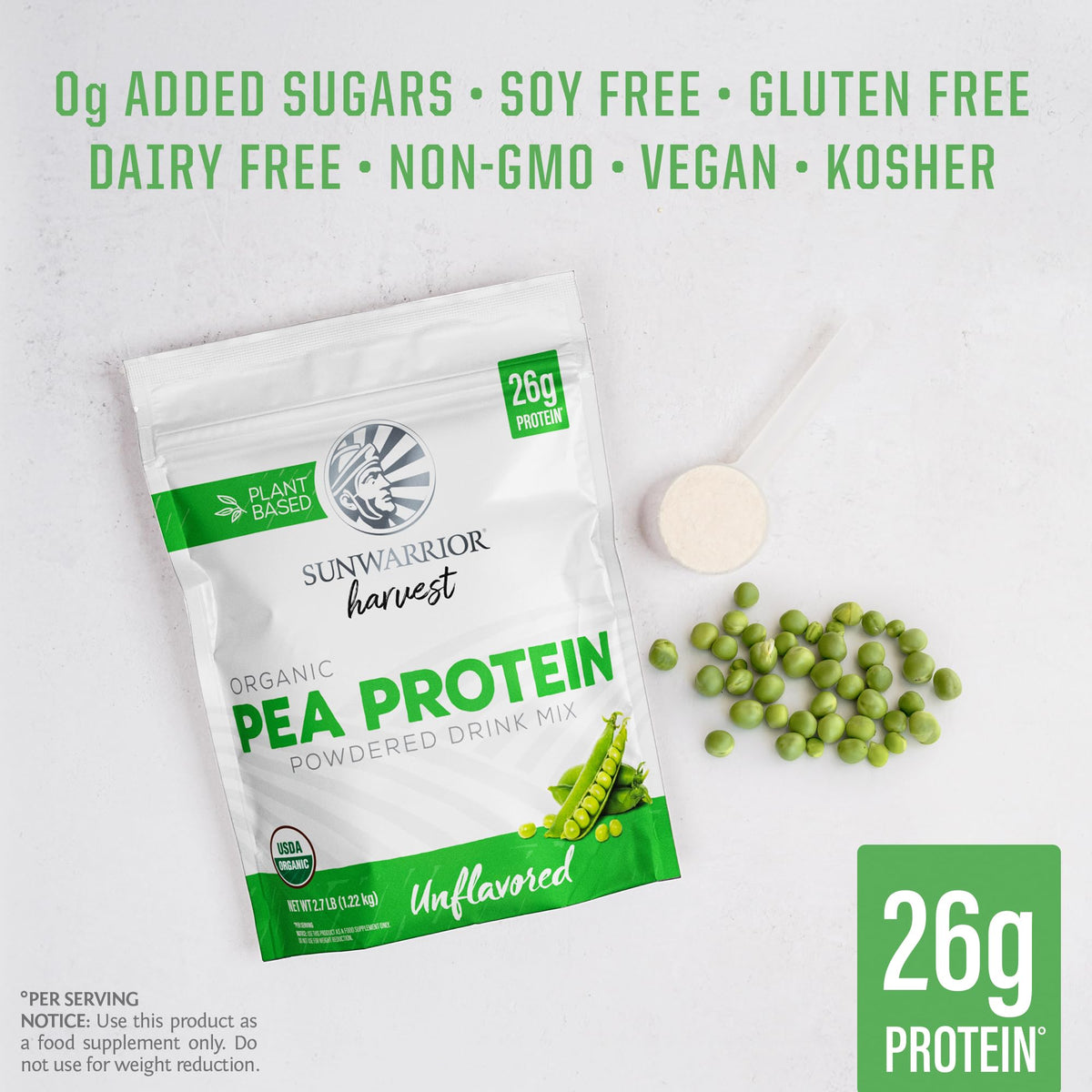 Organic Pea Protein Powder 35 Servings Unflavored J6253
