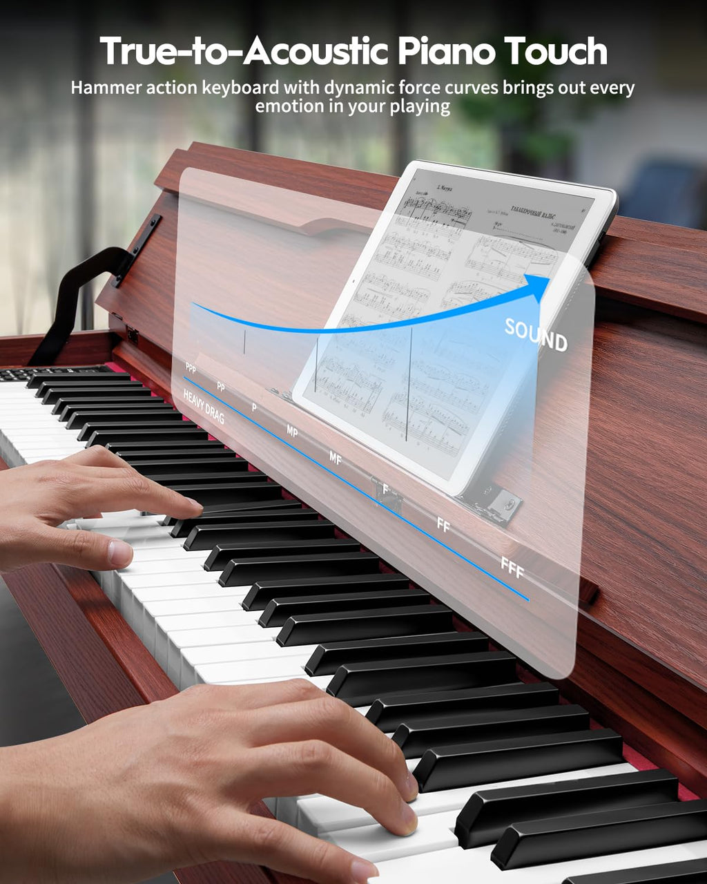88 Keys Hammer-Action Fully Weighted Digital Piano with Furniture Stand I95211