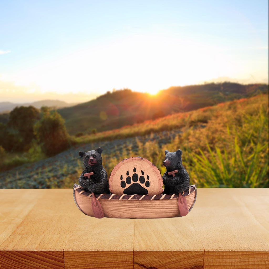 Set of 4 Rustic Bear Canoe Coasters L626