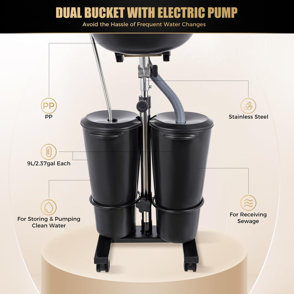 Portable Plastic Shampoo Bowl with Electric Pump and Drain Hoses E477884