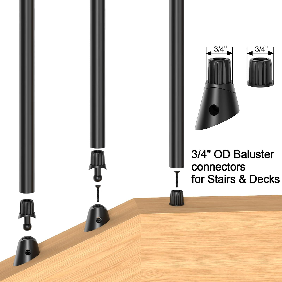 26" Black Aluminum Deck Balusters 120 Pack Q366534