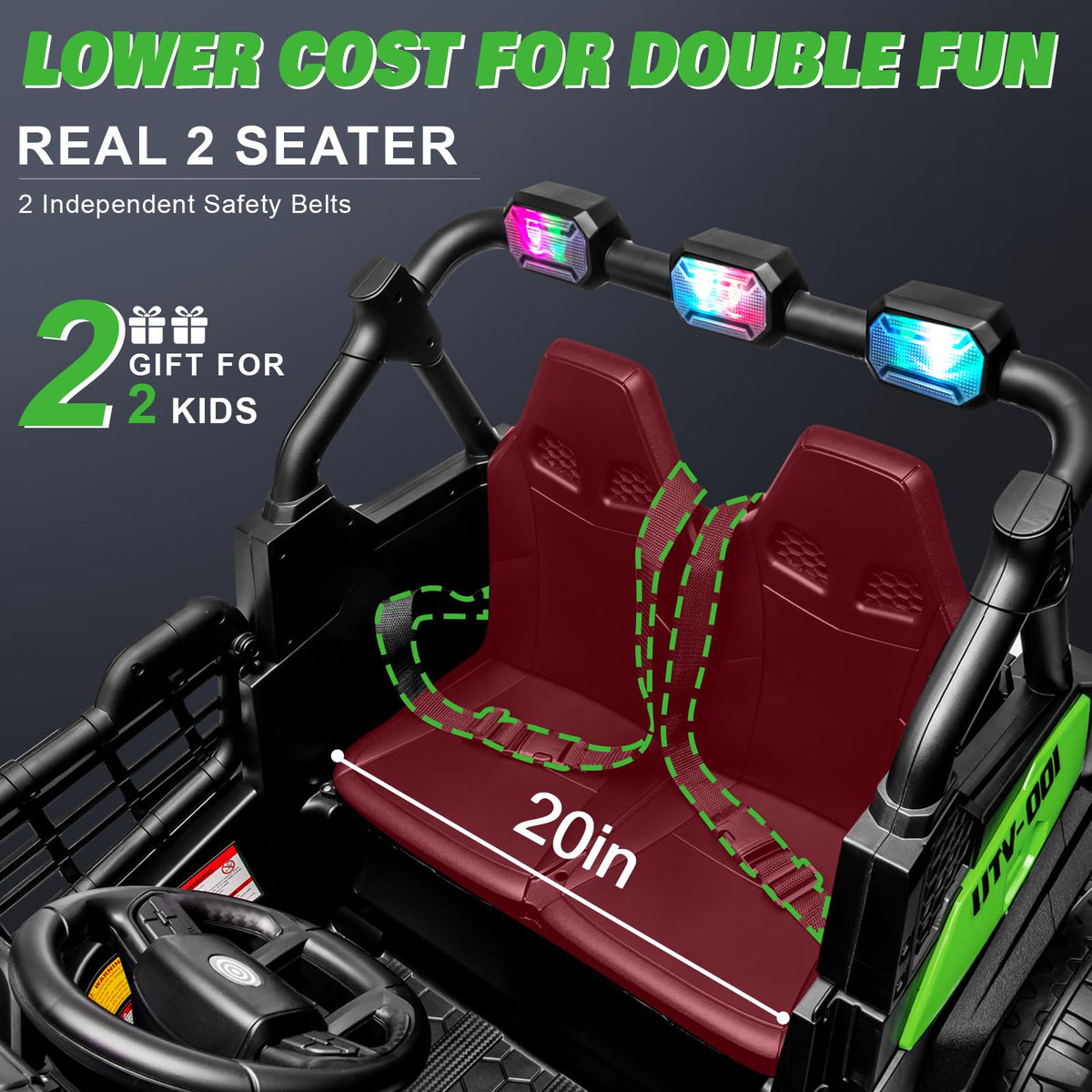 Green 2-Seater Ride On Car Truck B136