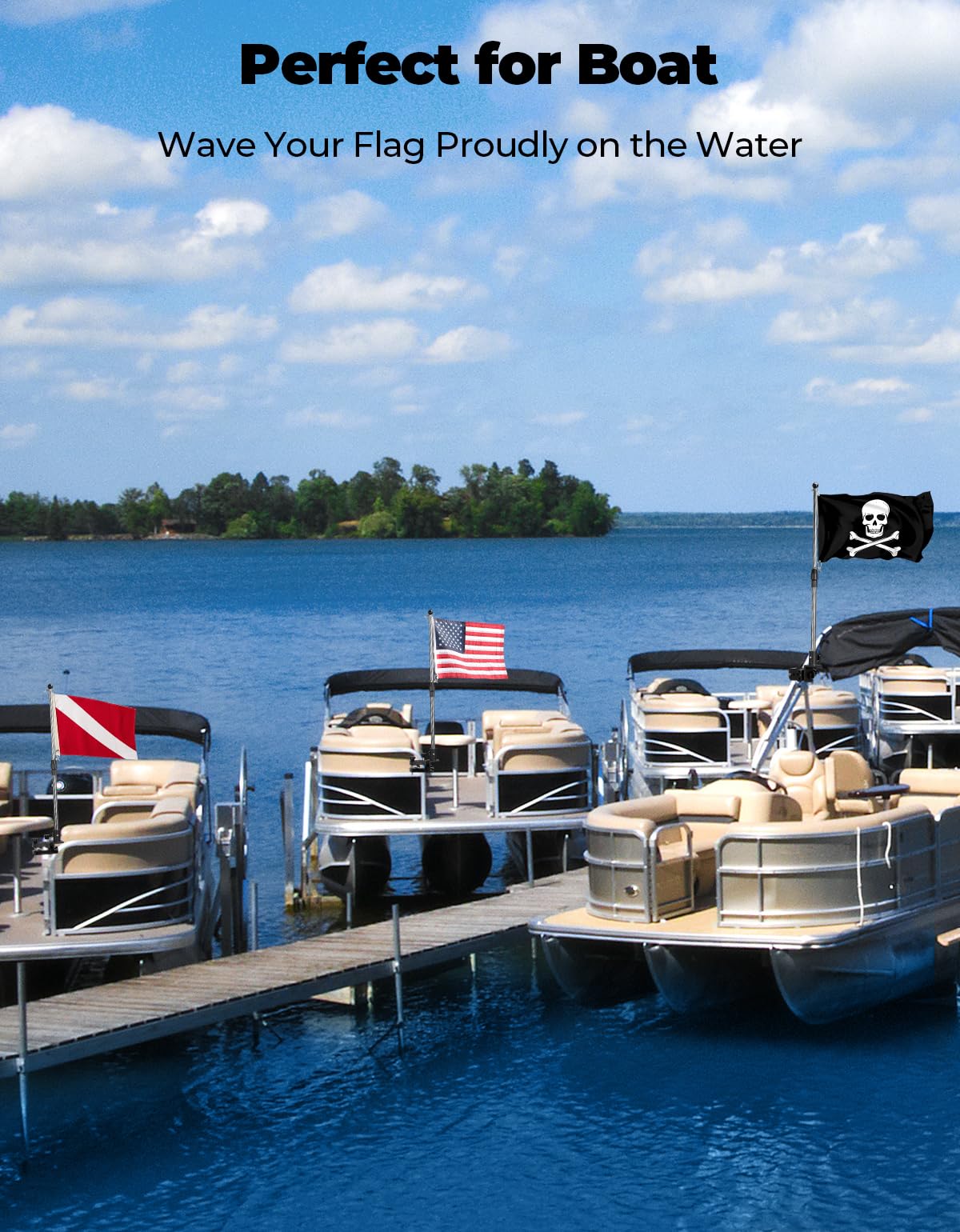 Stainless Steel 360° Rotating Boat Flag Pole Holder R113485