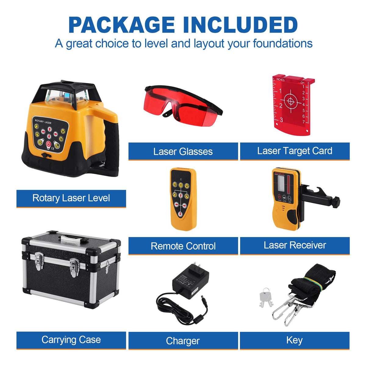 Red Beam Rotary Laser Level Kit with Tripod B317928