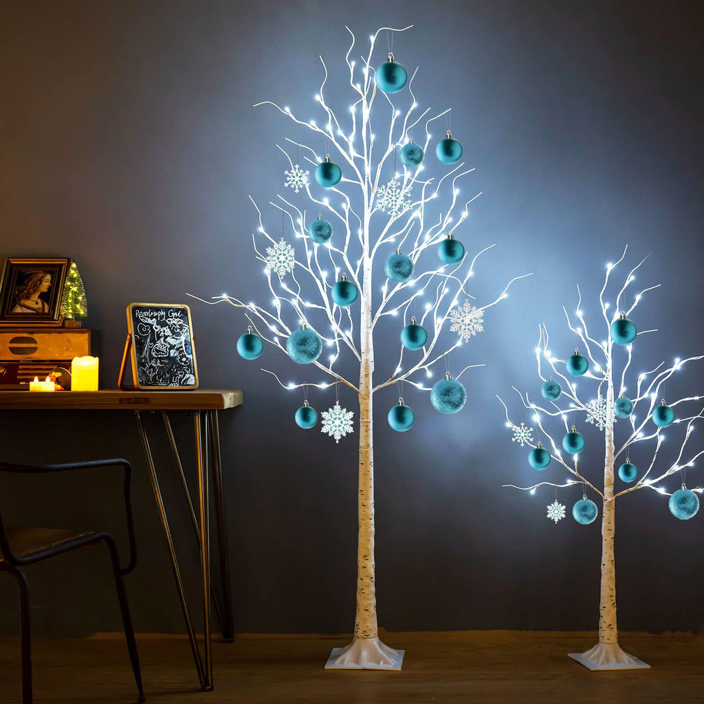 6ft 96LED Lighted Artificial Birch Tree with 9 Modes Timer F498