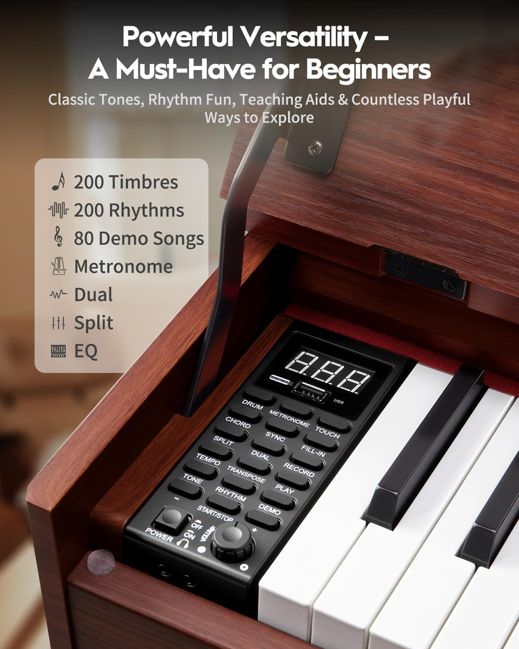 88 Keys Hammer-Action Fully Weighted Digital Piano with Furniture Stand I95211