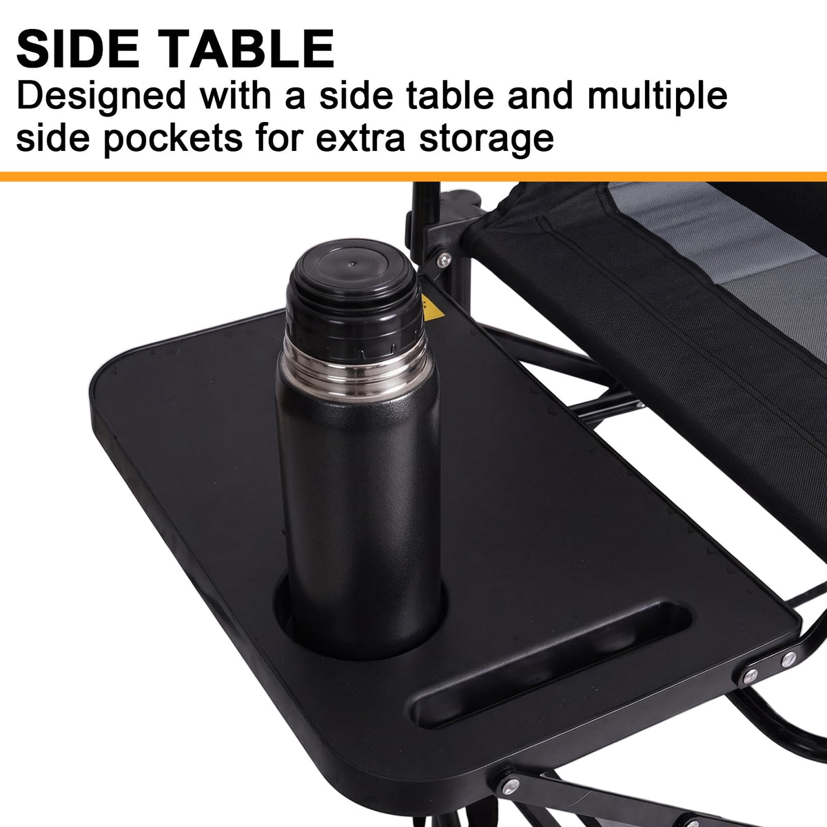 2 Pack Extra Tall Folding Camping Chair with Side Table K9773