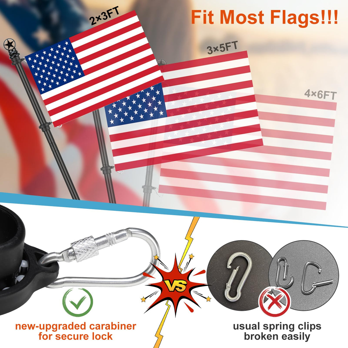 5ft Tangle-Free Stainless Steel Flag Pole Kit J436