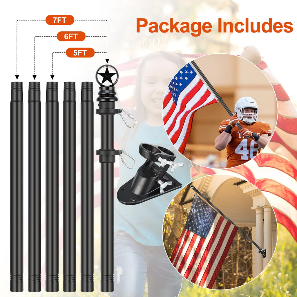 5ft Tangle-Free Stainless Steel Flag Pole Kit J436