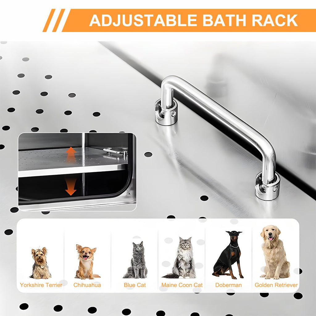 Stainless Steel 304 Dog Grooming Tub with Stairs and Faucet H360