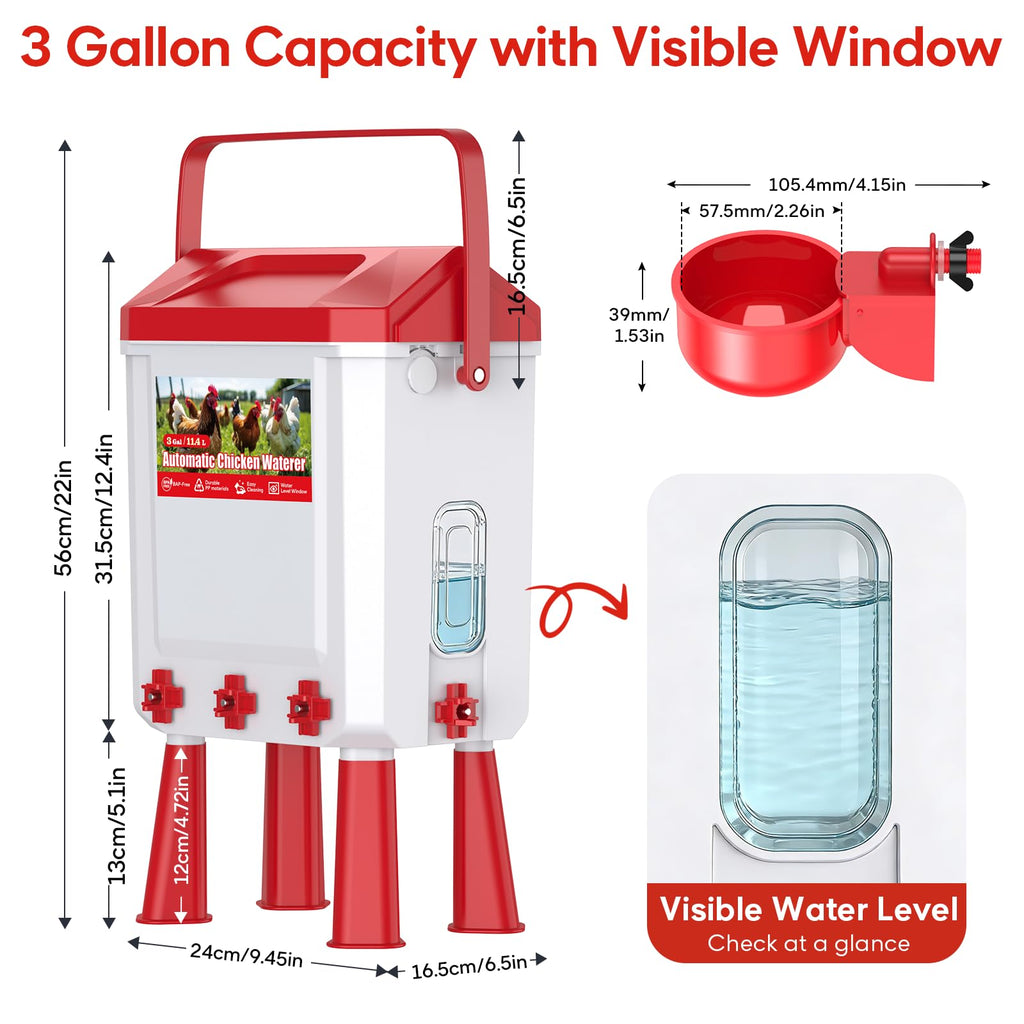 Automatic Chicken Waterer with Float Valve, 3 Gallons B517