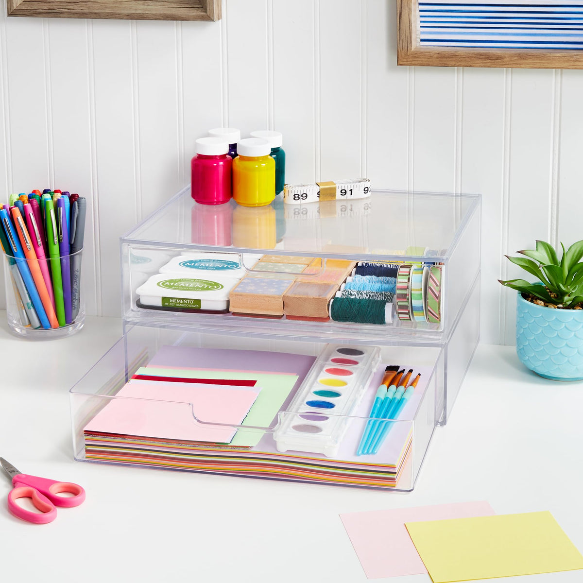Clear Plastic Stackable Organizer Drawers Set of 2 M5951