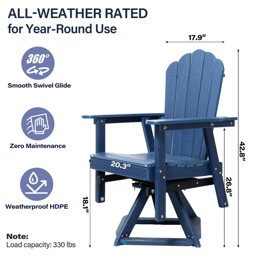 HDPE Swivel Adirondack Chair Set of 2 Navy Blue G733953