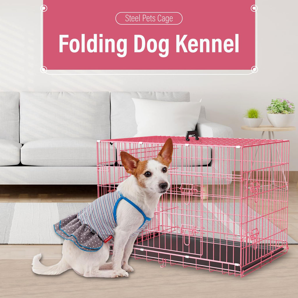 36" Metal Wire Folding Dog Crate with Divider Panel M733048