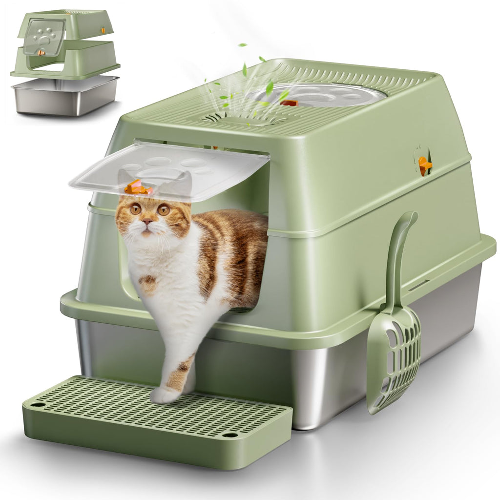 XL Enclosed Stainless Steel Cat Litter Box G1481