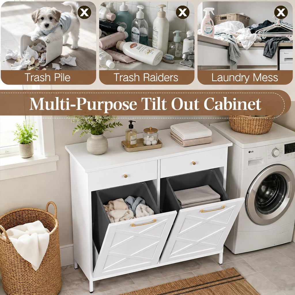 10 Gallon Metal Double Tilt Out Trash Can Cabinet G500