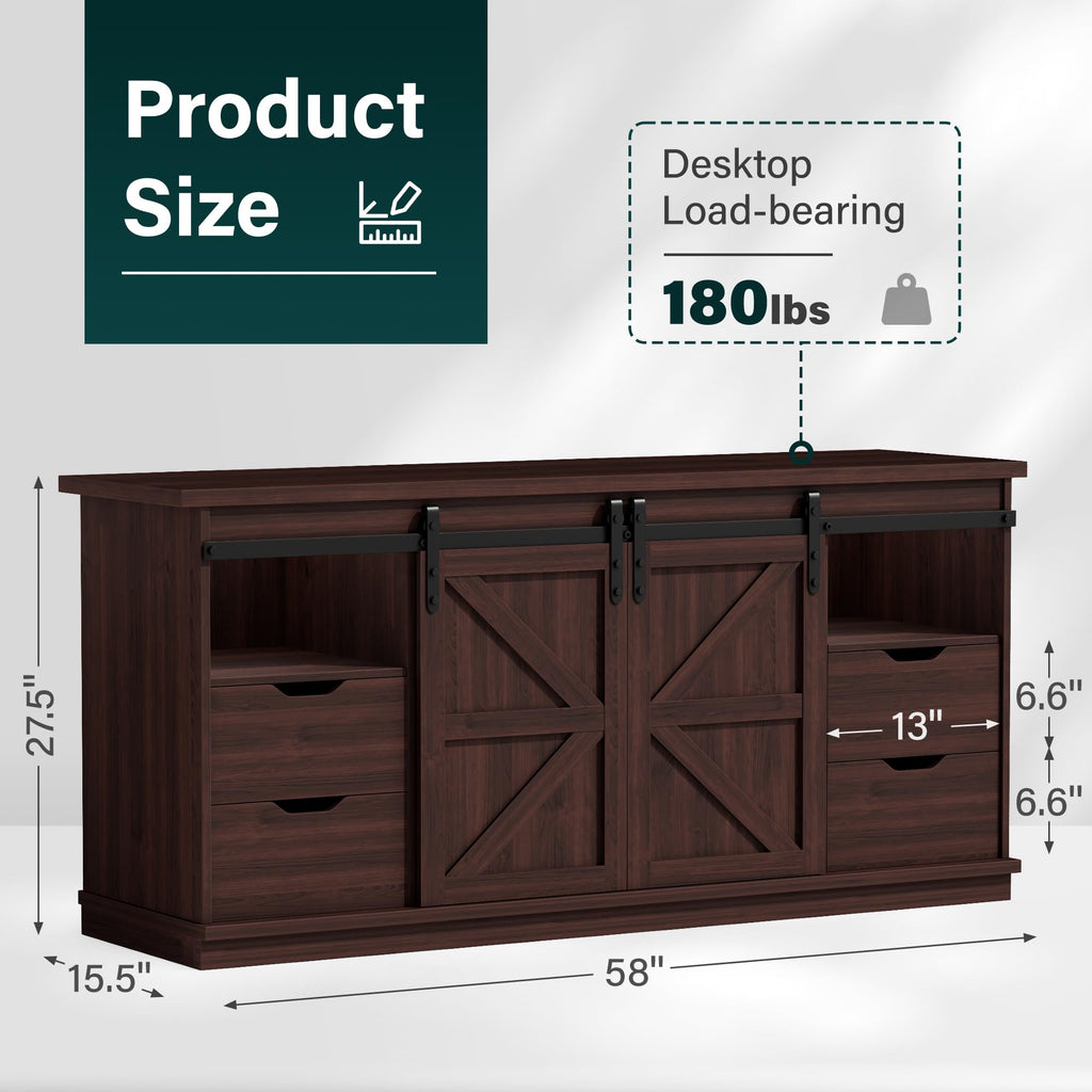 Rustic Oak 4 Drawer TV Stand X1228