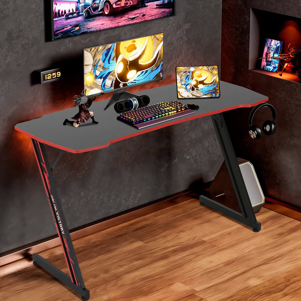 47 Inch Z Shaped Gaming Desk with Headphone Hook V2861